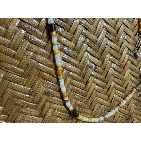 Vintage 70's Puka Shell Tiger Eye Beaded Necklace Chocker Twist Closure - Picture 5 of 9